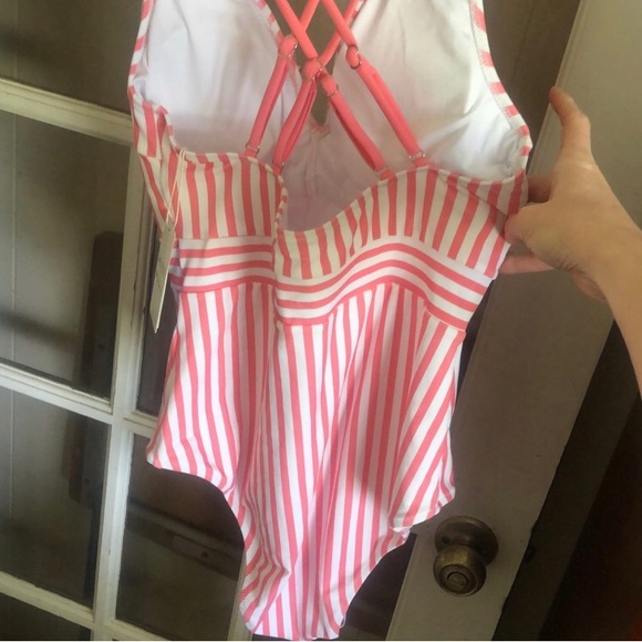 CUPSHE Pink Stripe Swimsuit One Piece NWT Size Large - Picture 4 of 4
